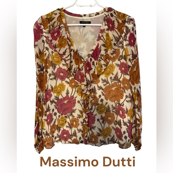 Massimo Dutti Floral Blouse - Red, Orange, Brown - Picture 1 of 5